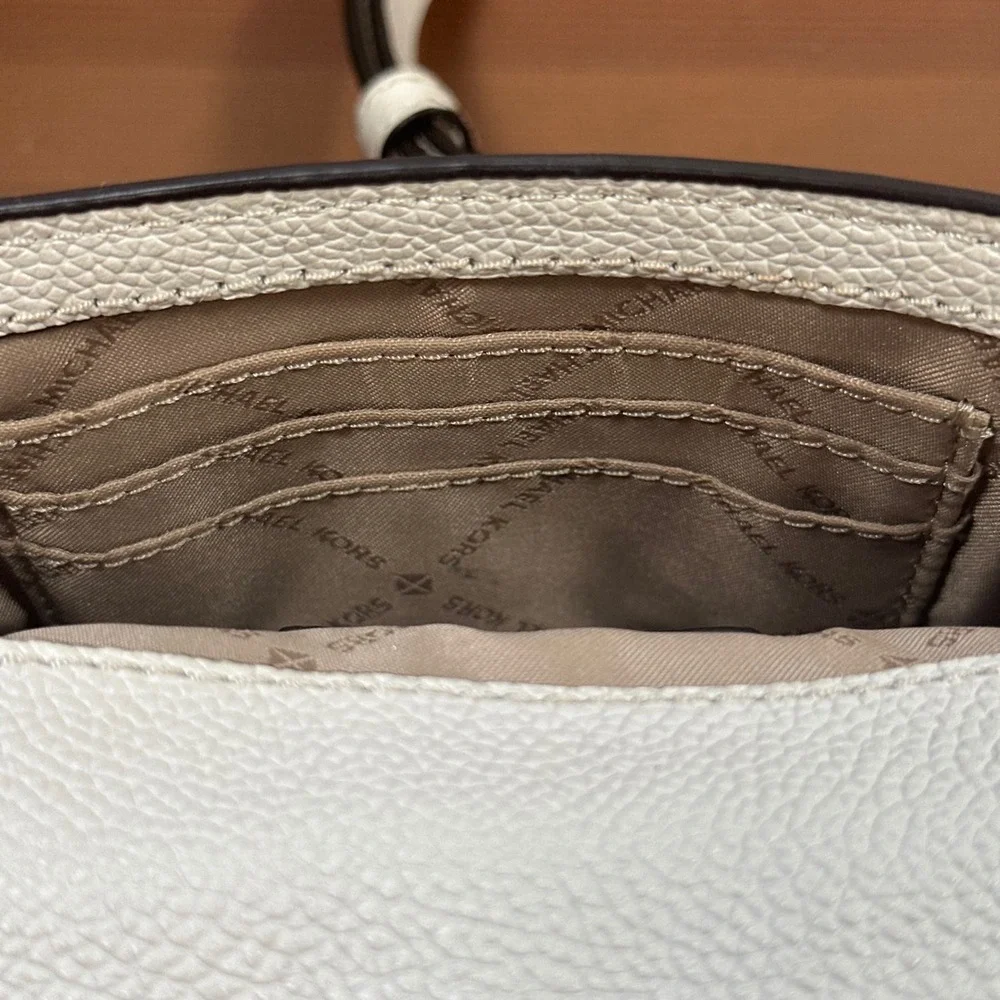 Michael Kors Cassie White Ivory Pebbled Leather Small Crossbody Bag
